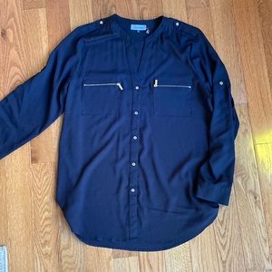 Calvin Klein Woman’s XL Long Sleeve Blouse, Black